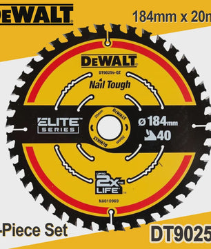 DeWalt DT90259-QZ Houtzaagblad 184mm x 20mm, 40T - Robuust Cirkelzaagblad voor Constructie