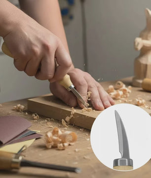 5-delige Houtsnijset met Beukenhouten Handvat - Scherpe Gereedschappen voor Kunst & Ambacht