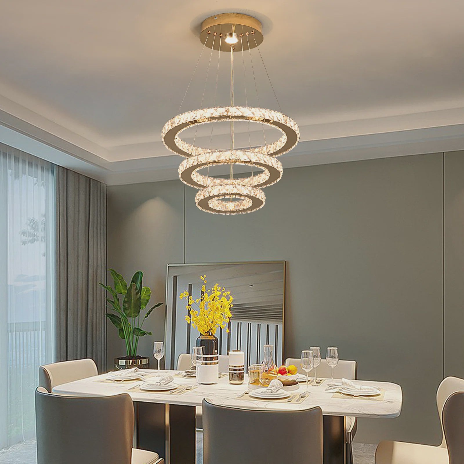 Luxe Kristallen Kroonluchter LED - Plafondlamp voor Woonkamer, Hal & Eetkamer