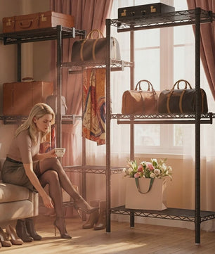 Zwaar Metalen Kledingrek Staand - Modulaire Kast Organizer 3x3 Matrix - Draagbare Garderobe