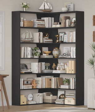 Hoekboekenkast 6 Niveaus 190cm Hoog - Ruimtebesparend & Stijlvol