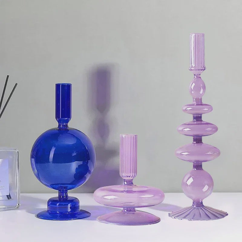 Set van 10 Luxe Glazen Kandelaars - Sfeervolle Decoratie voor Woonkamer, Bruiloft & Feest