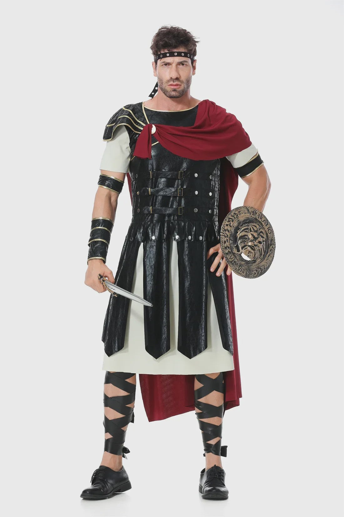 Romeinse Gladiator Kostuum voor Mannen - Middeleeuwse Ridder Verkleedkostuum voor Carnaval & Halloween