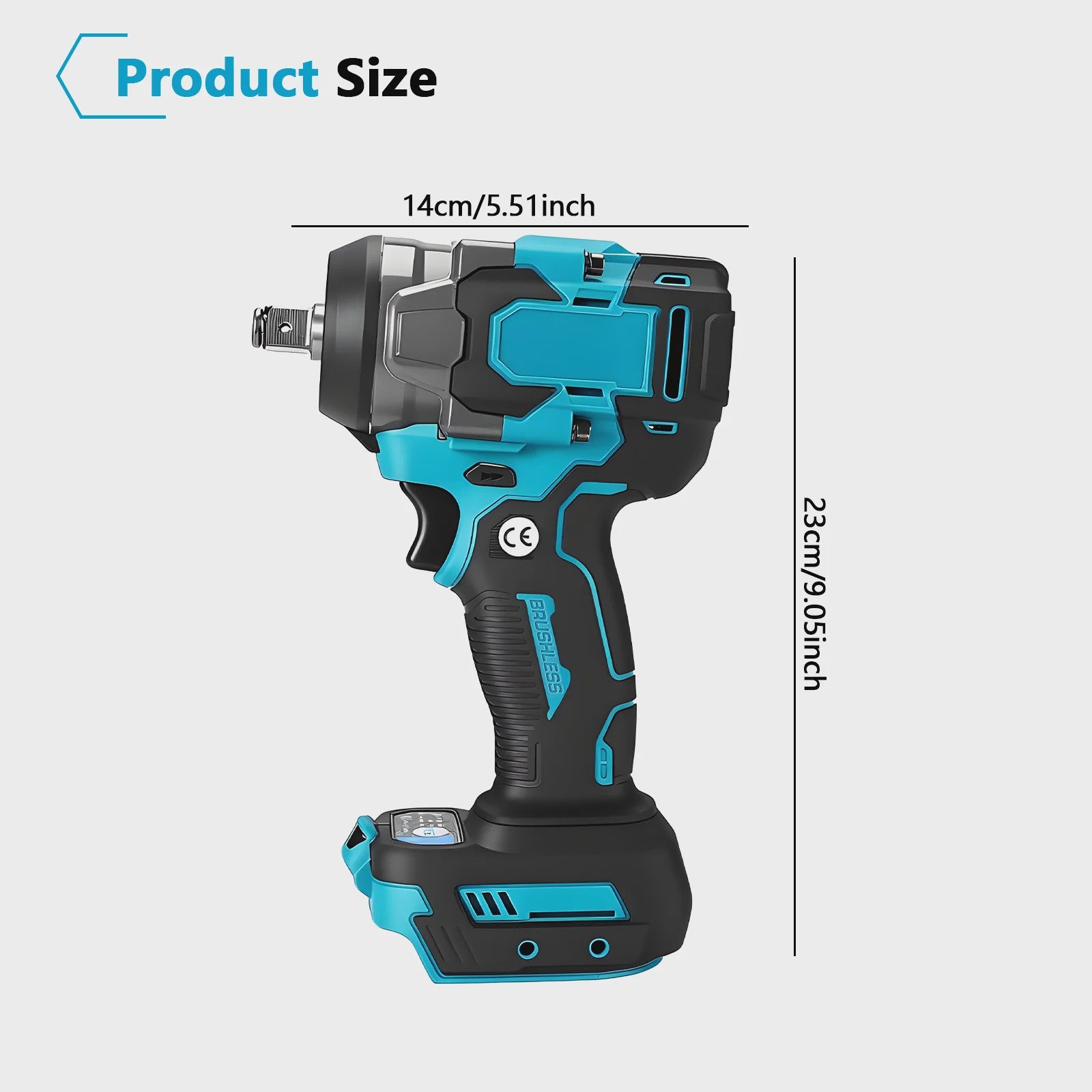 Krachtige Accu Slagschroevendraaier 1200Nm - Borstelloos, 5 Versnellingen, 1/2" Aansluiting, Compatibel met Makita 18V Batterijen