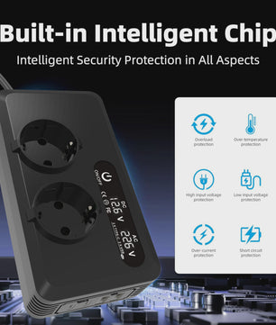 200W Auto Omvormer met 2x AC Stopcontact, 2x USB & 2x USB-C - Snel Laden