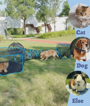 4-in-1 Draagbare Mesh Kattenren met Tunnel - Indoor/Outdoor Speelhuis voor Katten en Kleine Dieren