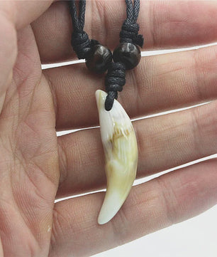 Tibetaanse Wolfstand Ketting - Imitatie Bot Amulet voor Heren & Dames