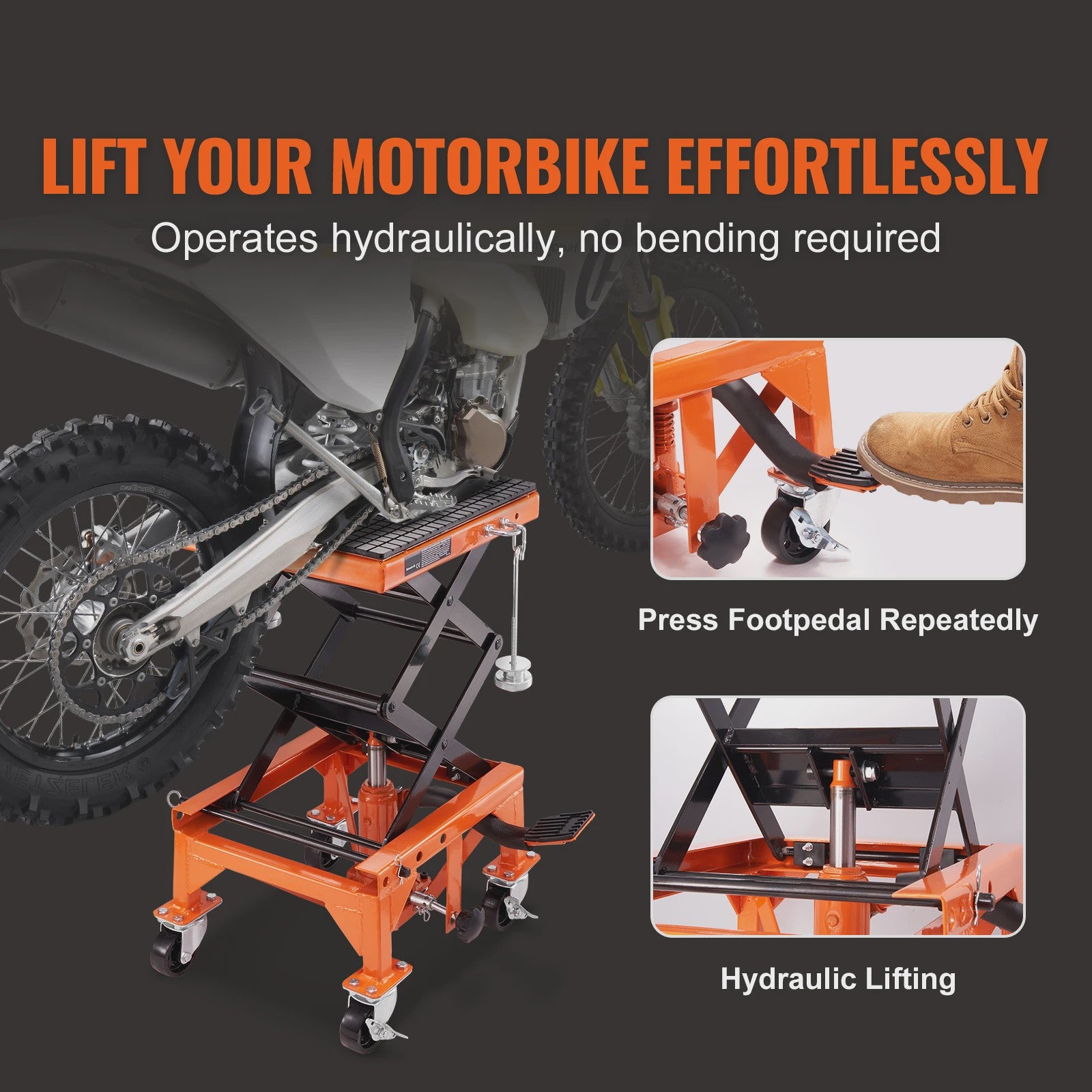 Hydraulische Motorlift Tafel 350 LBS / 158 kg - Schaarheftafel met Voetpedaal