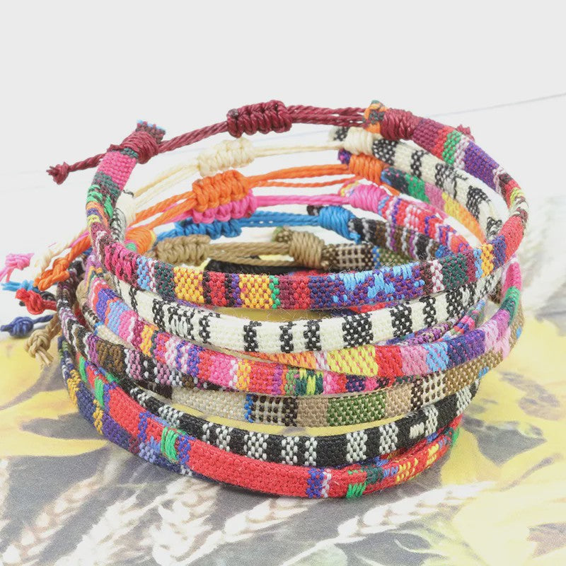 Handgemaakte Boho Anklet Armband - Geweven Stof, Verstelbaar, Beach & Ethnic Stijl