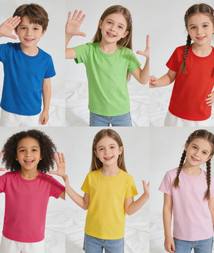 Basic Katoenen T-shirt voor Kinderen & Baby's - Jongens & Meisjes - Wit & Roze - Maten 1 t/m 14 Jaar