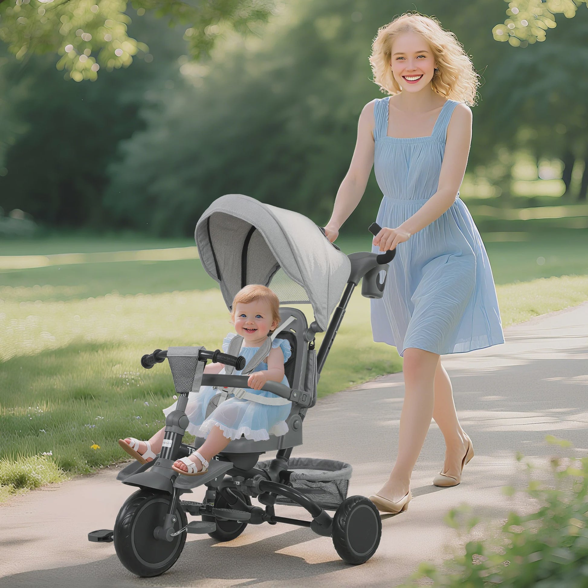 Aiyaplay 6-in-1 Opvouwbare Driewieler met Roterende Stoel voor Kinderen 1-5 Jaar