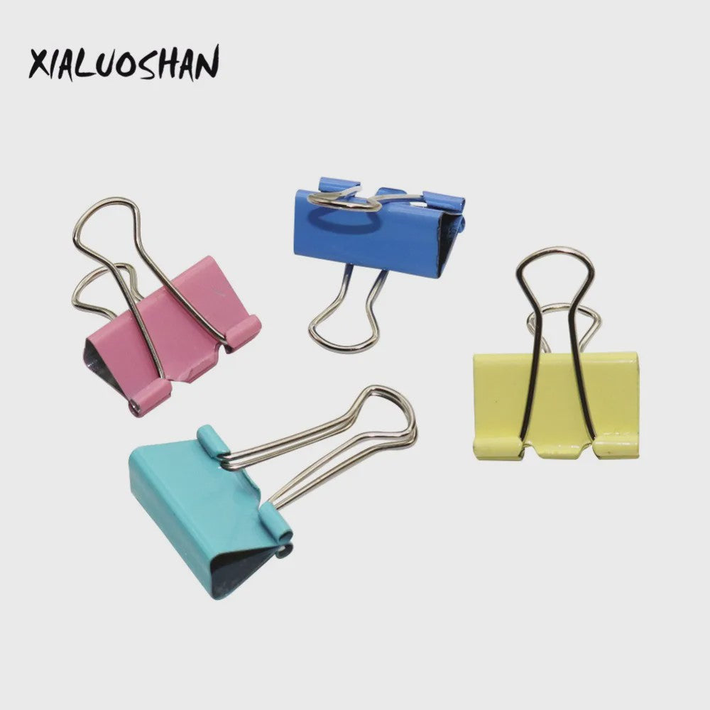 Set van 12 Gekleurde Metalen Binder Clips - 25mm & 32mm - Kantoor & School Organisatie