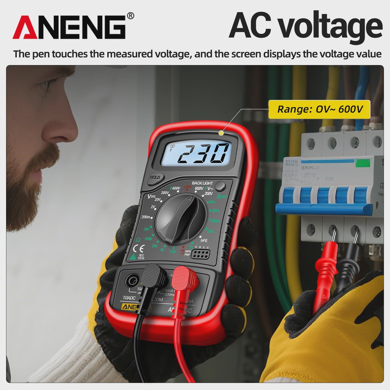 ANENG AN8205C Digitale Multimeter - AC/DC Spanning, Stroom, Weerstand Tester met LCD & Backlight