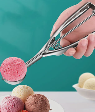 RVS IJsschep met Uitwerper - Perfect voor Scheppen van IJs, Koekjesdeeg en Fruit