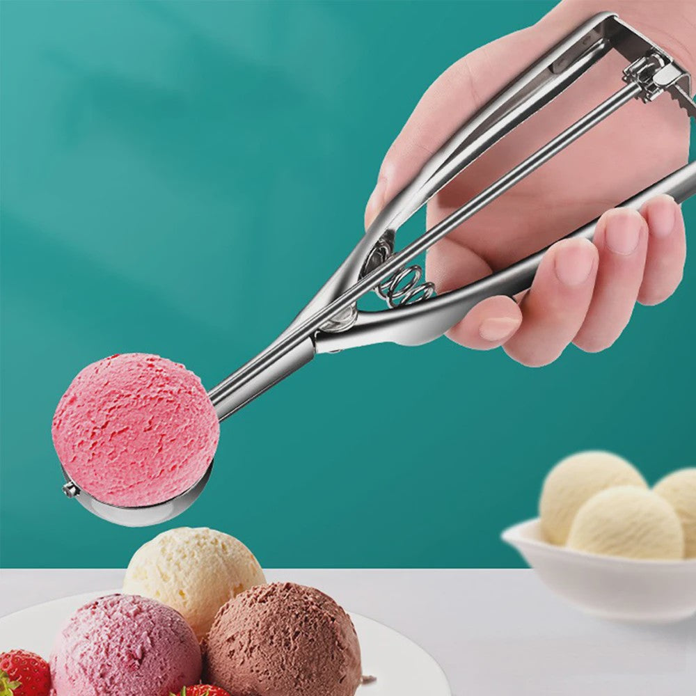 RVS IJsschep met Uitwerper - Perfect voor Scheppen van IJs, Koekjesdeeg en Fruit
