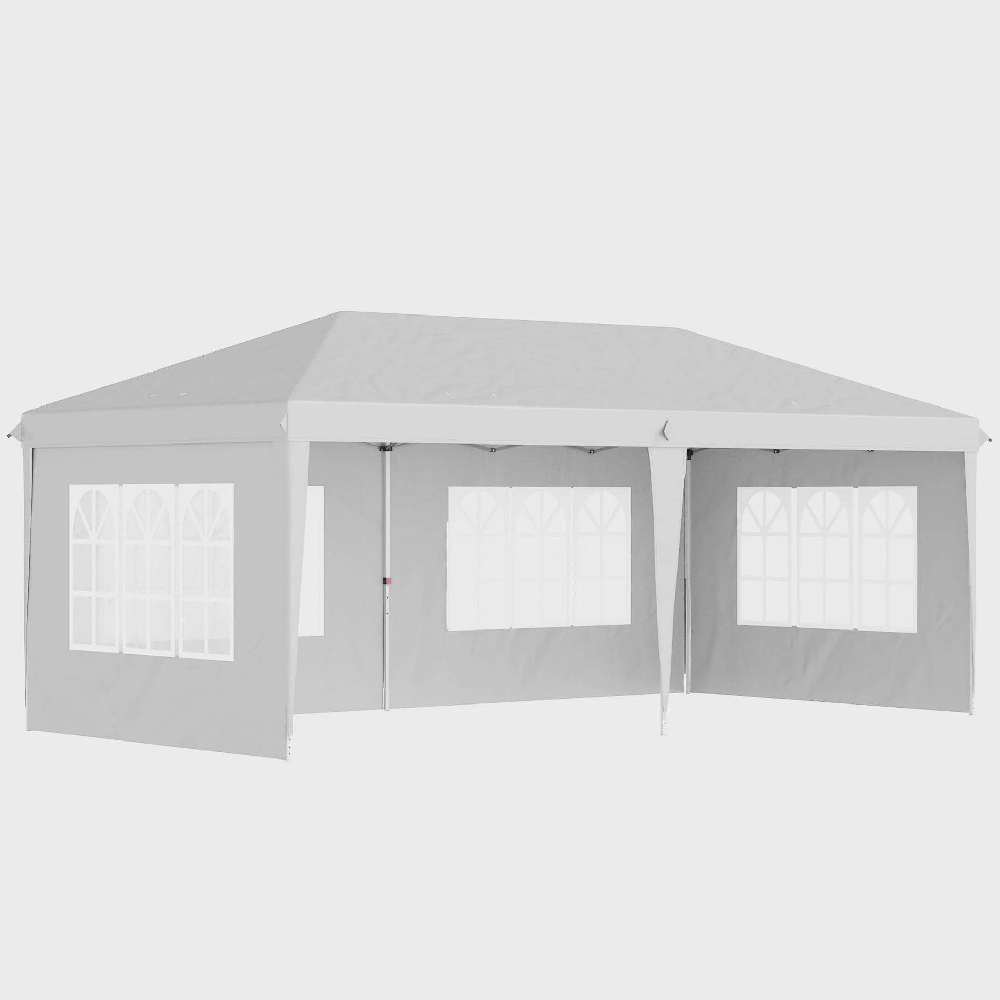 Outsunny Partytent 6x3m Pop-Up Gazebo met 4 Afneembare Zijwanden en Ramen, Waterdicht, UV-beschermend, Wit