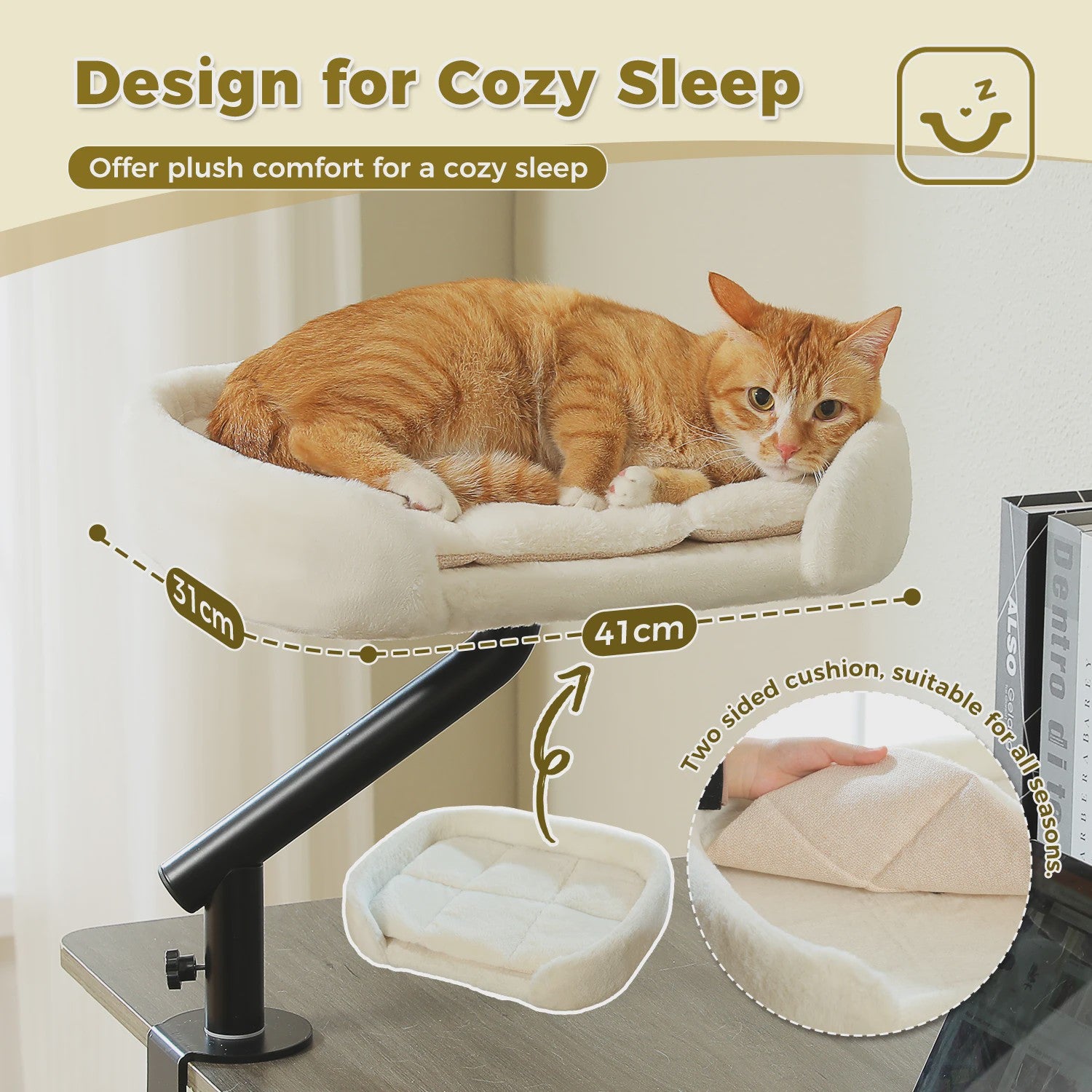 360° Draaibare Kattenmand voor Bureau - Comfortabele Hangmat voor Binnenkatten