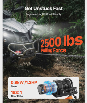 Elektrische ATV/UTV Lier 2500/3500 LBS met Synthetisch Touw - Krachtig en Betrouwbaar