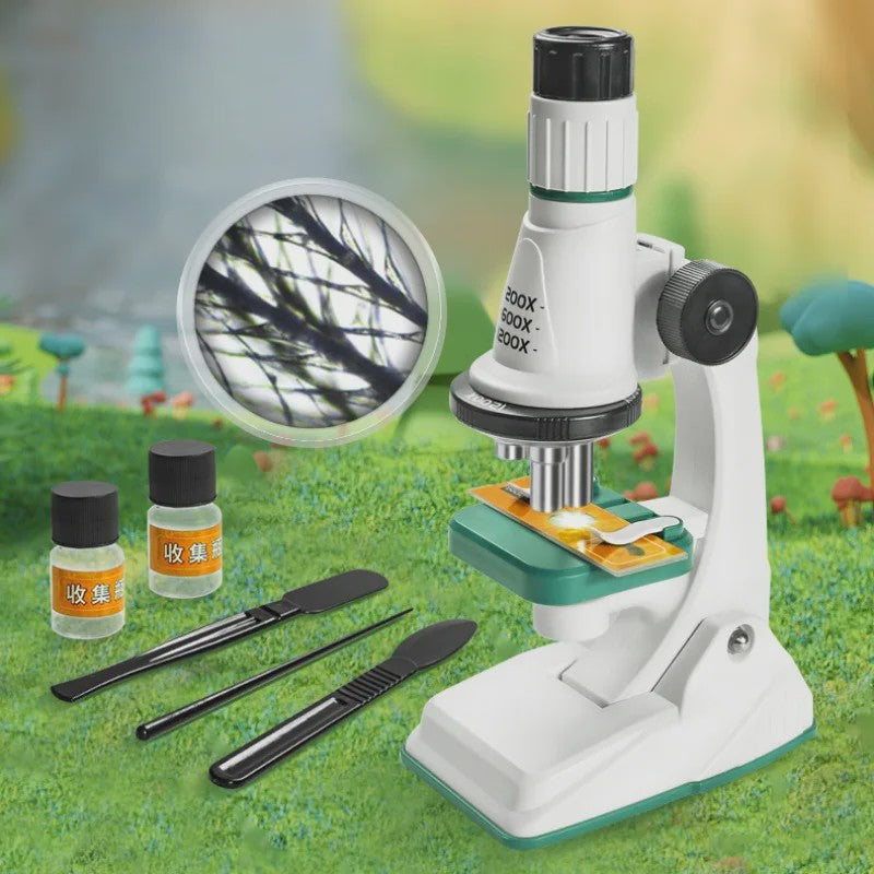Kinderen Microscoop Set 200x-1200x Vergroting met LED Licht - STEM Educatief Speelgoed