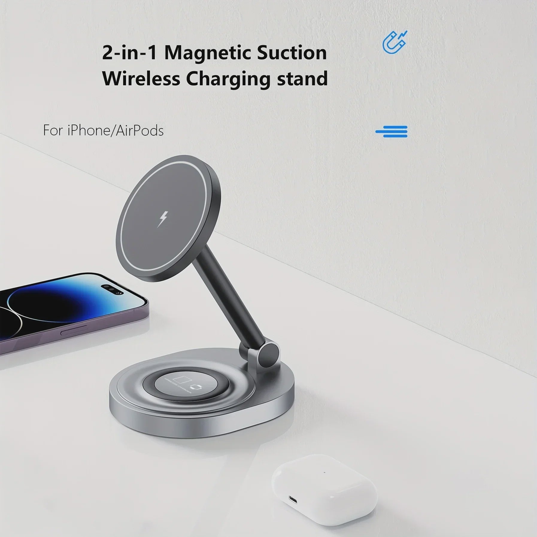 3-in-1 Magnetische Draadloze Oplader Stand & Pad voor iPhone, Apple Watch & AirPods