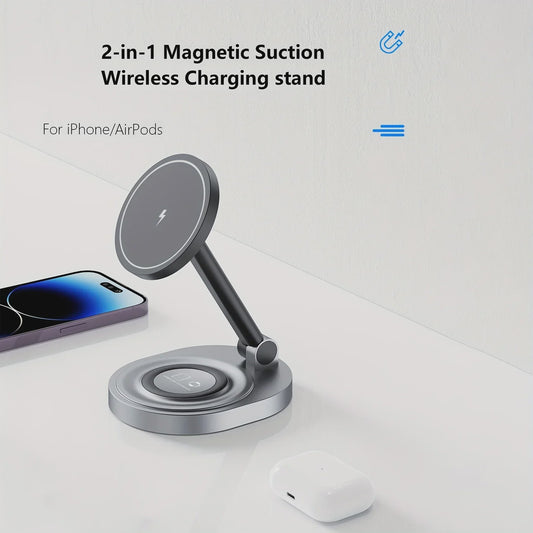 3-in-1 Magnetische Draadloze Oplader Stand & Pad voor iPhone, Apple Watch & AirPods