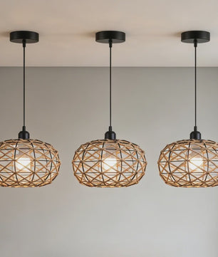 Industriële Rotan Hanglamp 30cm - Vintage Sfeer voor Woonkamer, Eetkamer & Bar
