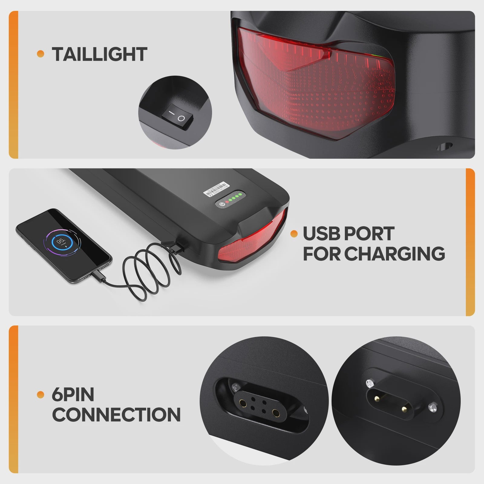 Lithium E-bike Batterij Pack 36V/48V/52V - 17.5Ah/20.8Ah Achterdrager Batterij