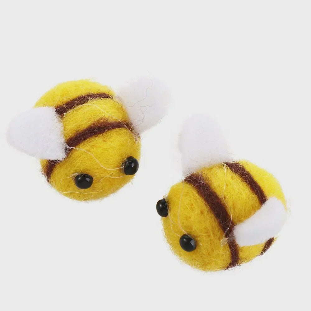 Set van 10 Kawaii Vilten Bijen - Decoratie & DIY Accessoires