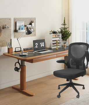 Ergonomische Bureaustoel met Mesh Rugleuning, Opklapbare Armleuningen en Lendensteun - Verstelbaar en Comfortabel