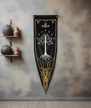 VIKAMA Elven Ring Vlag van Gondor - Middeleeuwse Wanddecoratie