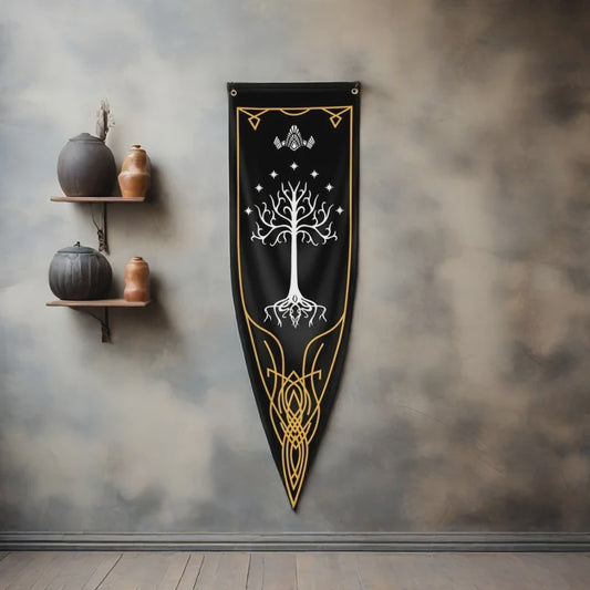 VIKAMA Elven Ring Vlag van Gondor - Middeleeuwse Wanddecoratie