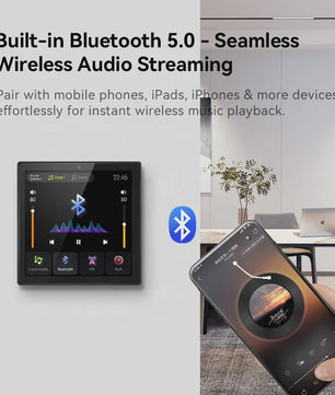 Slimme 2-Zone Wandversterker met Touchscreen: Bluetooth, AUX, TF & FM voor Thuisbioscoop