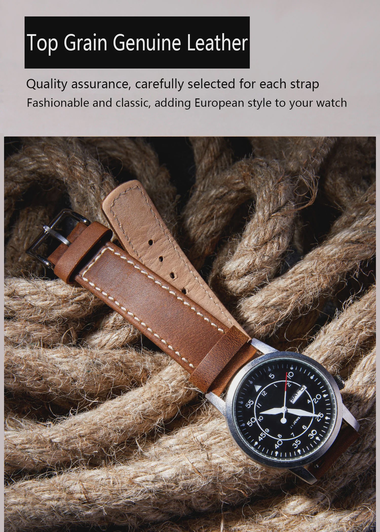 Top Grain Echt Lederen Horlogeband - 20mm/22mm Quick Release - Voor Heren, Dames & Samsung Galaxy Watch