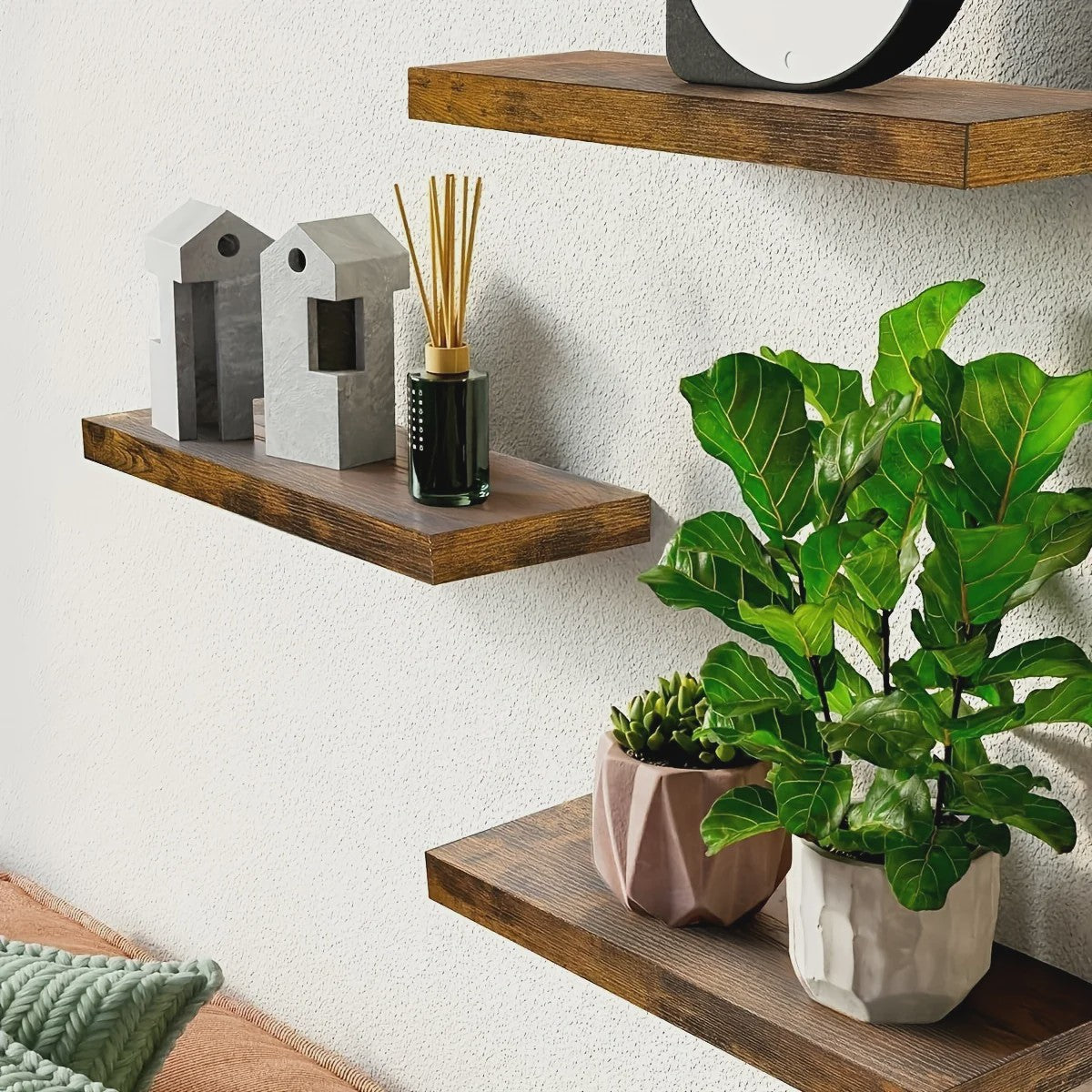 Zwevende Wandplank Massief Hout - Strak Design, Ruimtebesparend & Decoratief