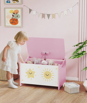 Roze Speelgoedkist met Deksel en Veiligheidsscharnieren - Ruim en Decoratief
