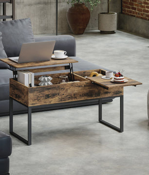 Verstelbare Salontafel met Schuifblad en Soft-Close Sluiting - Rustiek Bruin