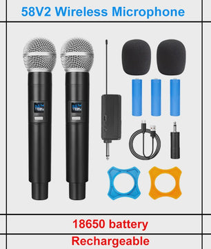 Draadloze Handmicrofoon met Oplaadbare Ontvanger - Karaoke, Feest, Kerk, Club