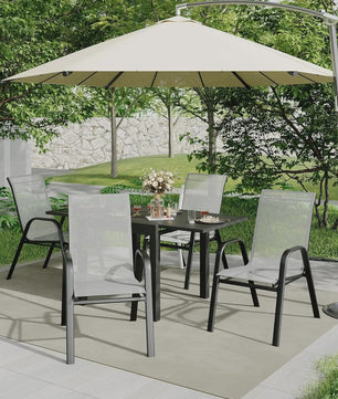 4 Stapelbare Textilene Tuinstoelen - Weerbestendig & UV-bestendig Metaal