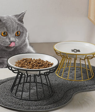 Keramische Verhoogde Voerbak & Waterbak op Standaard voor Katten en Honden