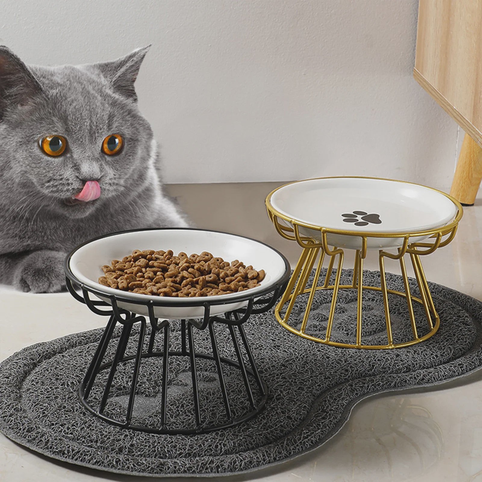 Keramische Verhoogde Voerbak & Waterbak op Standaard voor Katten en Honden