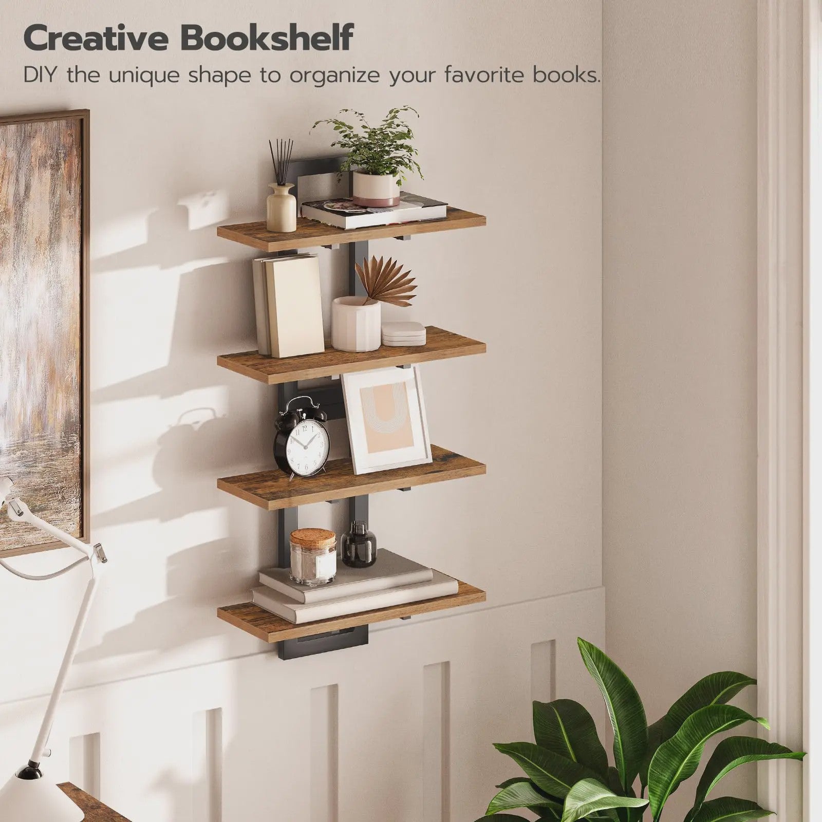 Zwevende Wandplanken Set van 2 - Decoratieve en Functionele Opbergplanken voor Woonkamer, Slaapkamer en Keuken