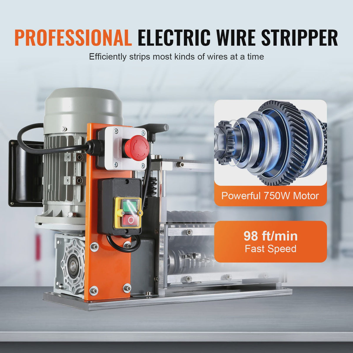 Professionele Elektrische Kabelstripper - 750W, 1.5-32mm, 10 Kanalen voor Koper Recycling