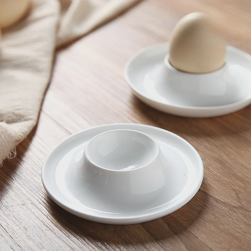 Set van 4 Luxe Porseleinen Eierdopjes - Stapelbaar & Elegant voor Ontbijt