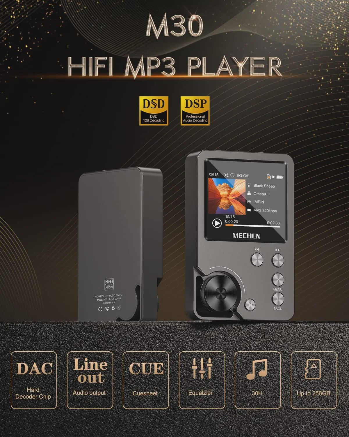Draagbare Hi-Fi MP3 Speler met 64GB Kaart - Lossless DSD Audio
