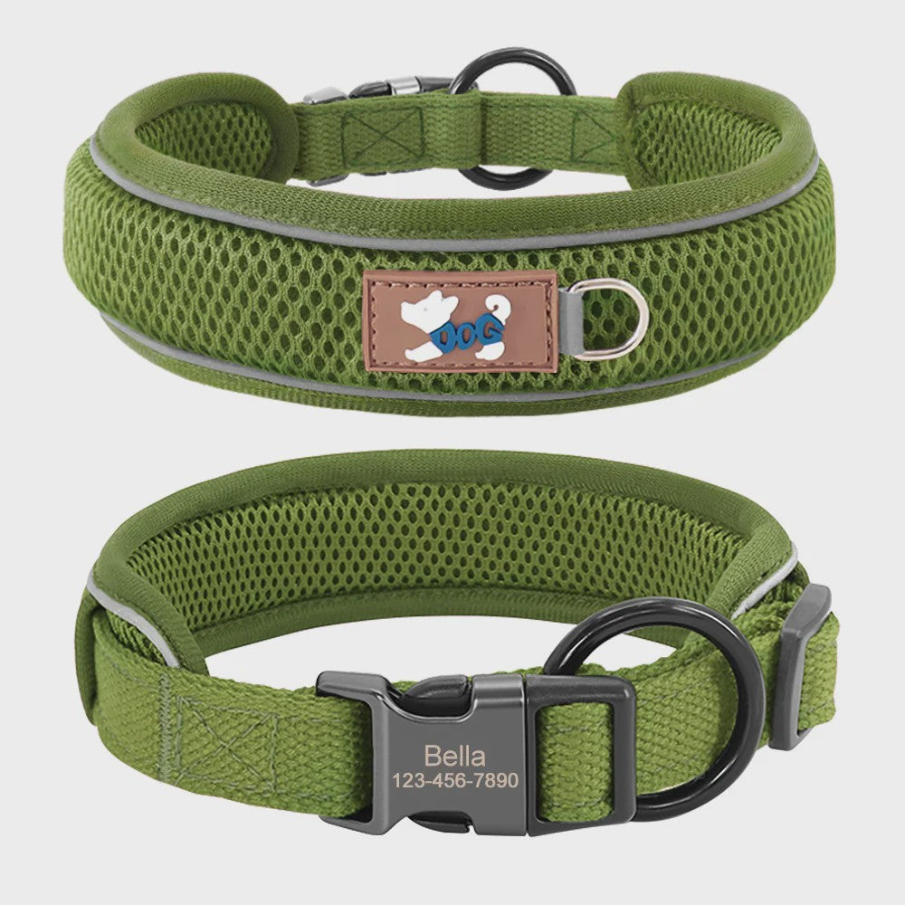 Gepersonaliseerde Hondenhalsband - Ademend Mesh, Reflecterend & Duurzaam