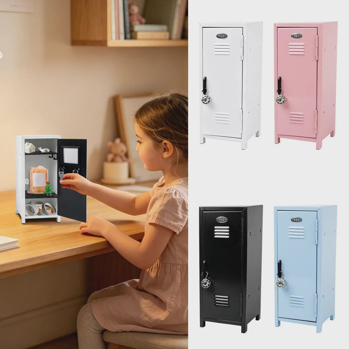 Mini Metal Lockerkastje - Kantoor & Slaapkamer Organizer met Slot