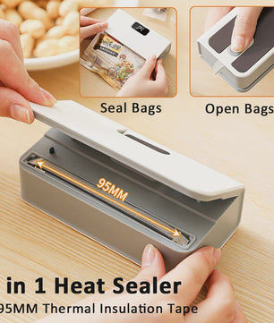 Draagbare Mini Heat Sealer & Bag Opener - 2-in-1 Keukenapparaat voor Voedselverpakking