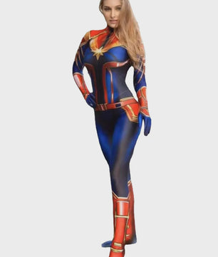 Captain Marvel Geïnspireerd Cosplay Kostuum Bodysuit voor Dames
