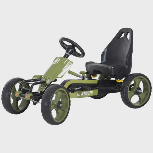 Traptrekker Go Kart Groen - Verstelbare Stoel & Handrem - Leeftijd 3-6 Jaar
