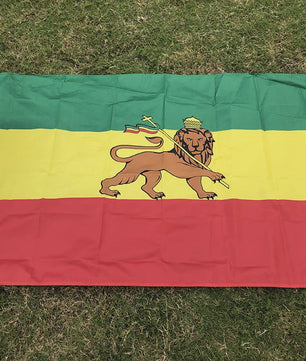 Ethiopië Vlag 90x150cm met Leeuw van Juda - Hoge Kwaliteit Polyester